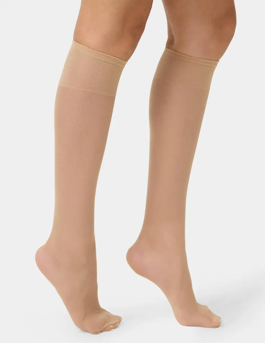no nonsense Sheer Stockings for Women, Knee Highs | Sheer Nylon Stockings with Comfort Top - view 3