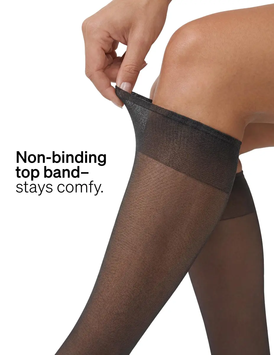no nonsense Sheer Stockings for Women, Knee Highs | Sheer Nylon, Comfortable Fit, 10 Pair Pack - view 5