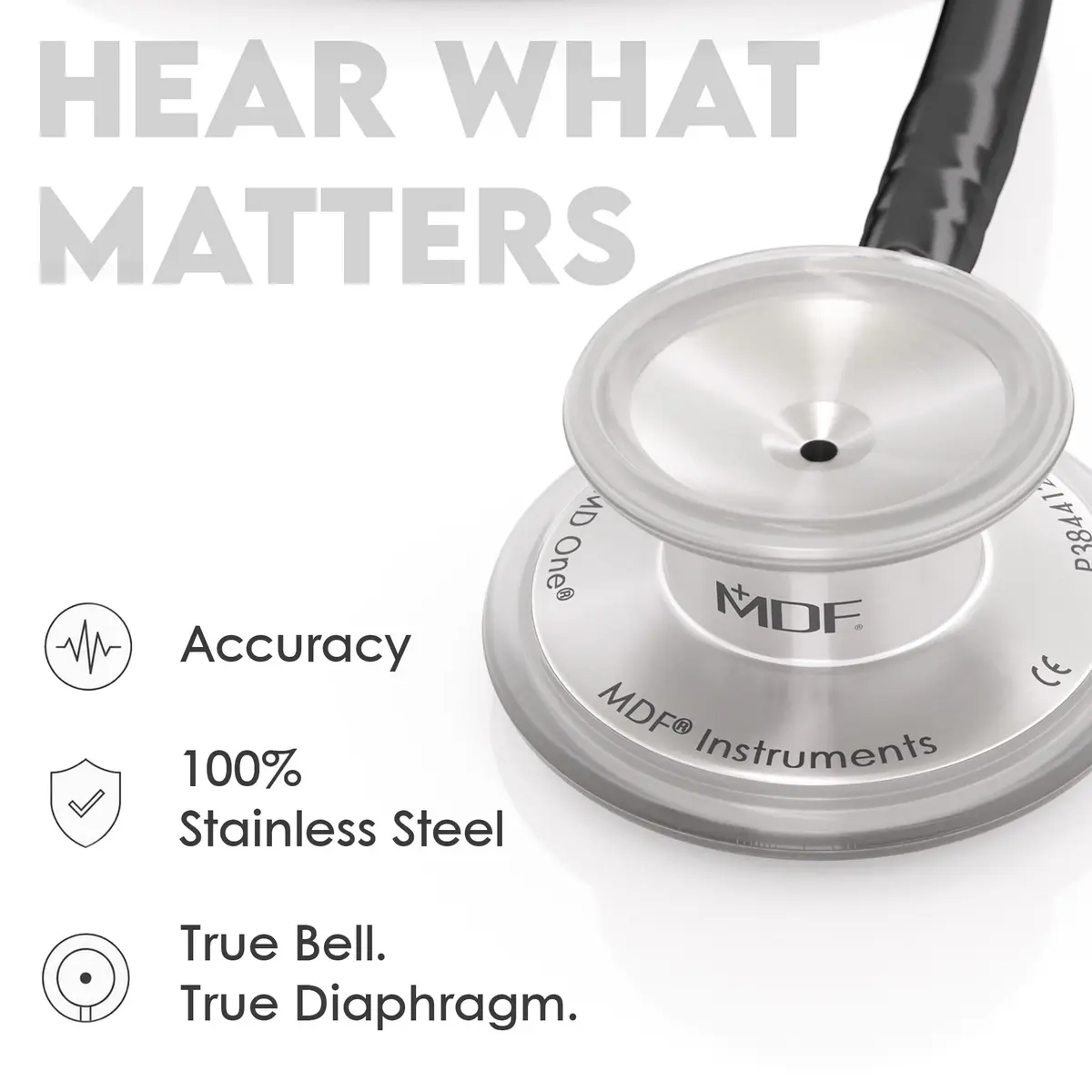 MDF Instruments MD One Stainless Steel Adult Stethoscope | Durable, Latex-Free, 20+ Color Variations - view 5