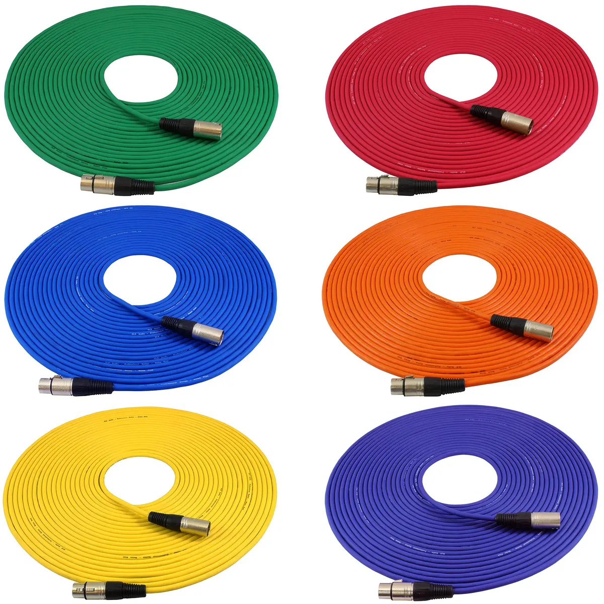 GLS Audio Mic Cable Patch Cord 50 ft | 6 Pack, Male to Female XLR, Heavy-Duty, Flexible, Stage & Studio - main product image