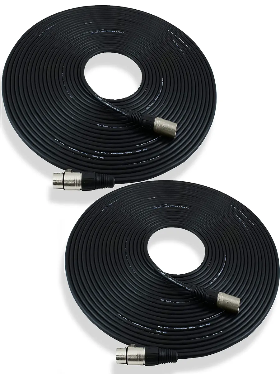GLS Audio Mic Cable Patch Cord 50 ft | Heavy-Duty 2 Pack, Male to Female XLR for Stage & Studio - main product image