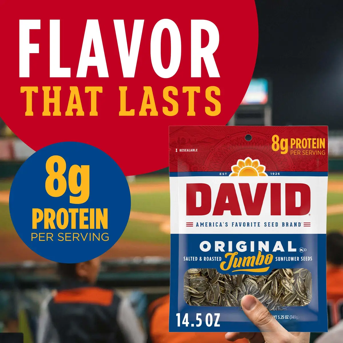 David Sunflower Seeds, Original Flavor, 14.5 oz. | Crunchy, Salty Snack for On-the-Go - view 2
