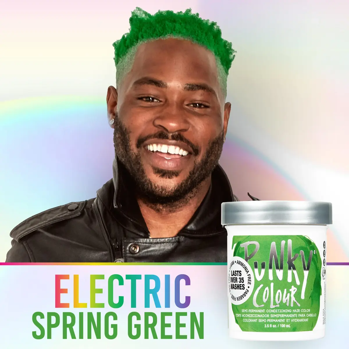 Punky Spring Green Semi Permanent Hair Color 100ml (3.5 Fl Oz) | Vegan & Cruelty-Free Conditioning Hair Dye - view 3