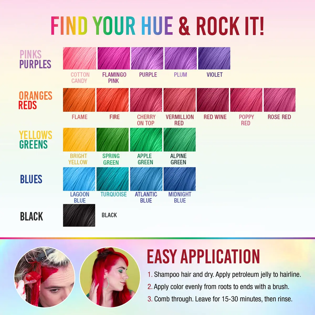 Punky Vermillion Red Semi-Permanent Hair Color 103ml (3.5 Fl Oz) | Vegan & Cruelty-Free Conditioning Hair Dye - view 6
