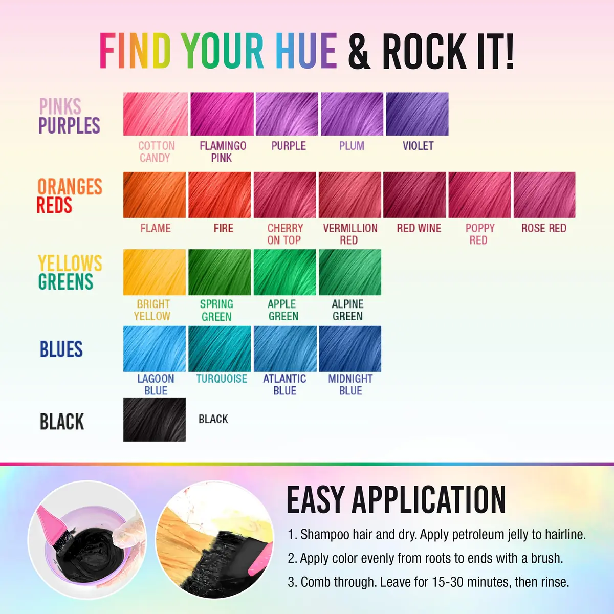 Punky Ebony Semi Permanent Hair Color 103.5ml (3.5 fl oz) | Vegan & Cruelty-Free Conditioning Hair Dye - view 6