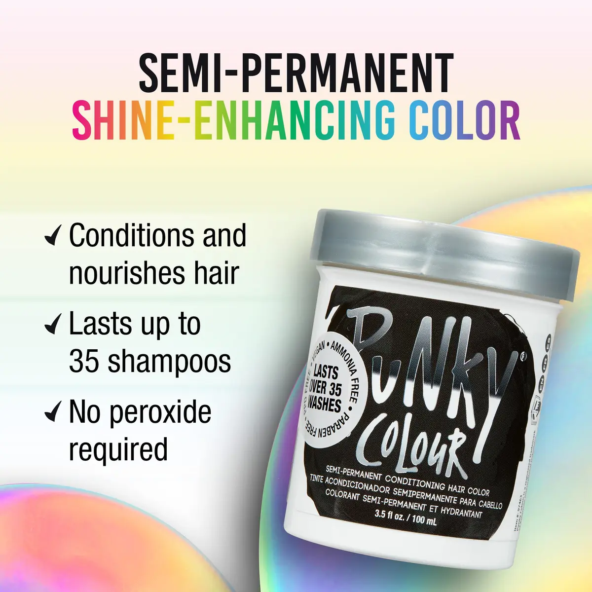 Punky Ebony Semi Permanent Hair Color 103.5ml (3.5 fl oz) | Vegan & Cruelty-Free Conditioning Hair Dye - view 2