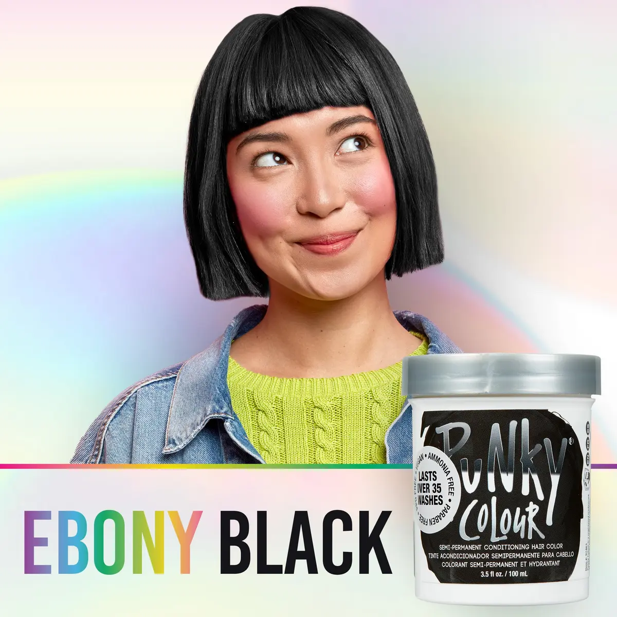 Punky Ebony Semi Permanent Hair Color 103.5ml (3.5 fl oz) | Vegan & Cruelty-Free Conditioning Hair Dye - view 3