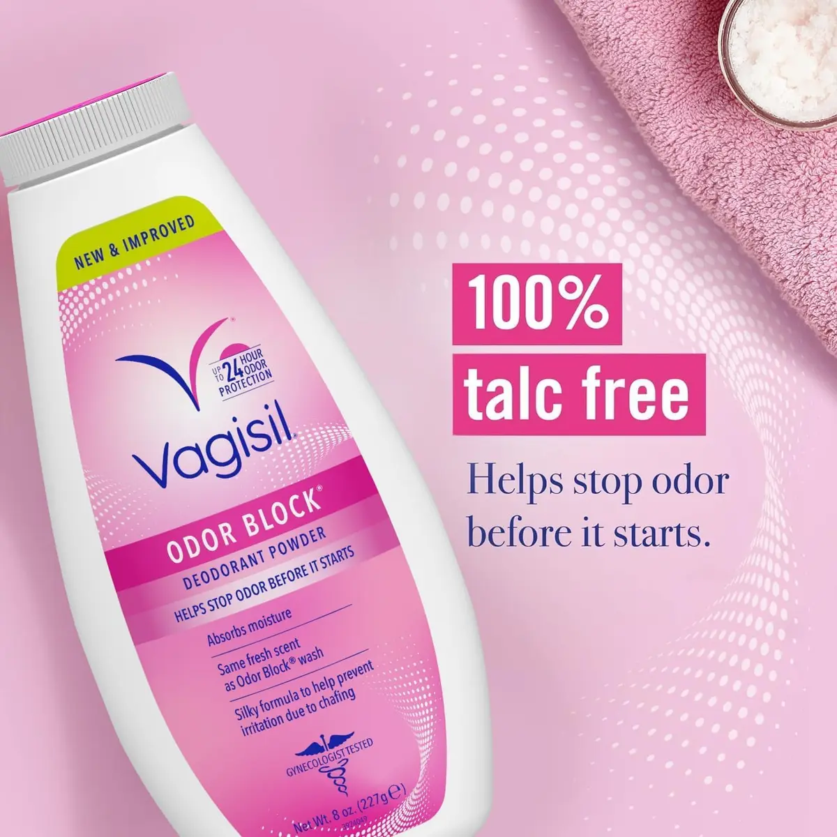 Vagisil Odor Block Deodorant Powder for Women, 8 Oz | Talc-Free, Prevents Chafing, Fresh & Gentle - view 6