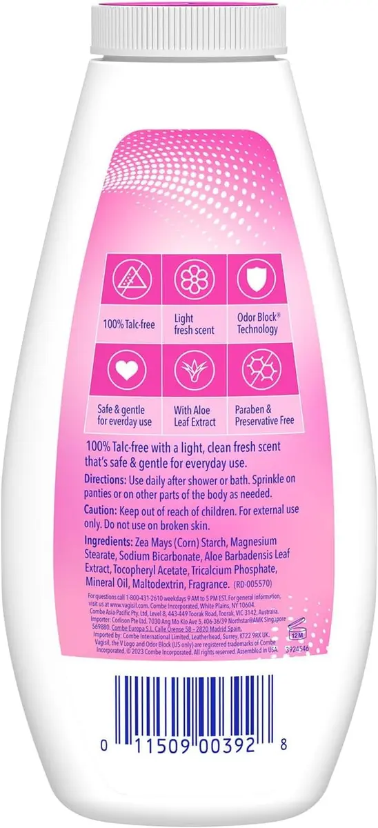 Vagisil Odor Block Deodorant Powder for Women, 8 Oz | Talc-Free, Prevents Chafing, Fresh & Gentle - view 7