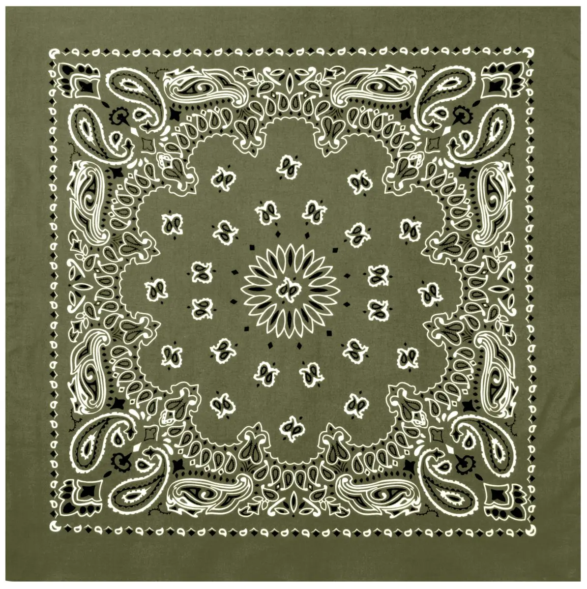 Rothco Trainmen Paisley Bandana – Extra-Large - 27" X 27" - Olive Drab | Versatile Cotton Accessory for Daily & Outdoor Use - main product image
