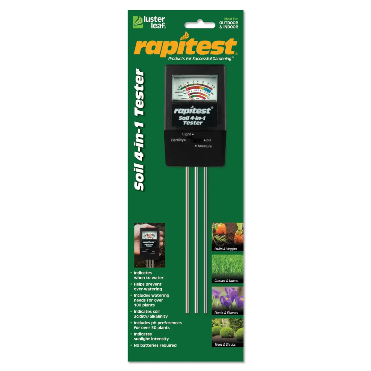 Luster Leaf 1818 Rapitest 4-in-1 Soil pH/Moisture/Fertility/Light Tester, Fertility - main product image