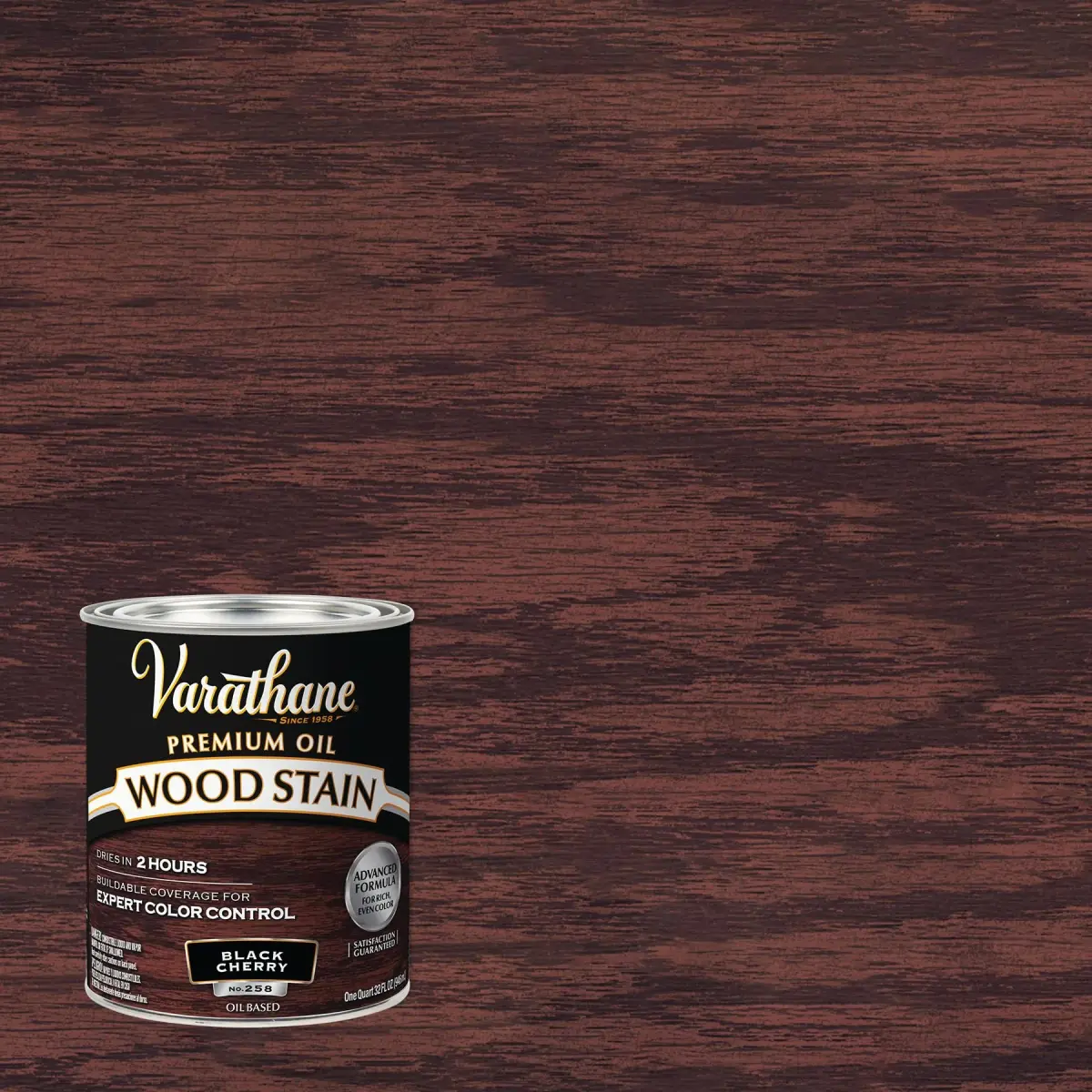 Varathane Dry Black Cherry Oil-Based Wood Stain 946ml (32 Fl Oz) | Deep Rich Color for Interior Wood - view 2