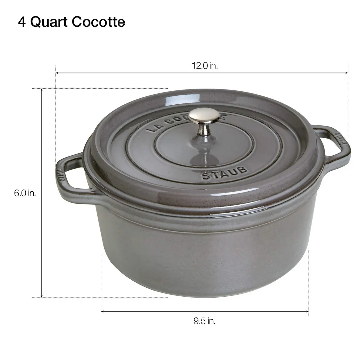 STAUB Cast Iron Round Dutch Oven 4-qt | Made in France, Moist & Flavorful Cooking - view 3