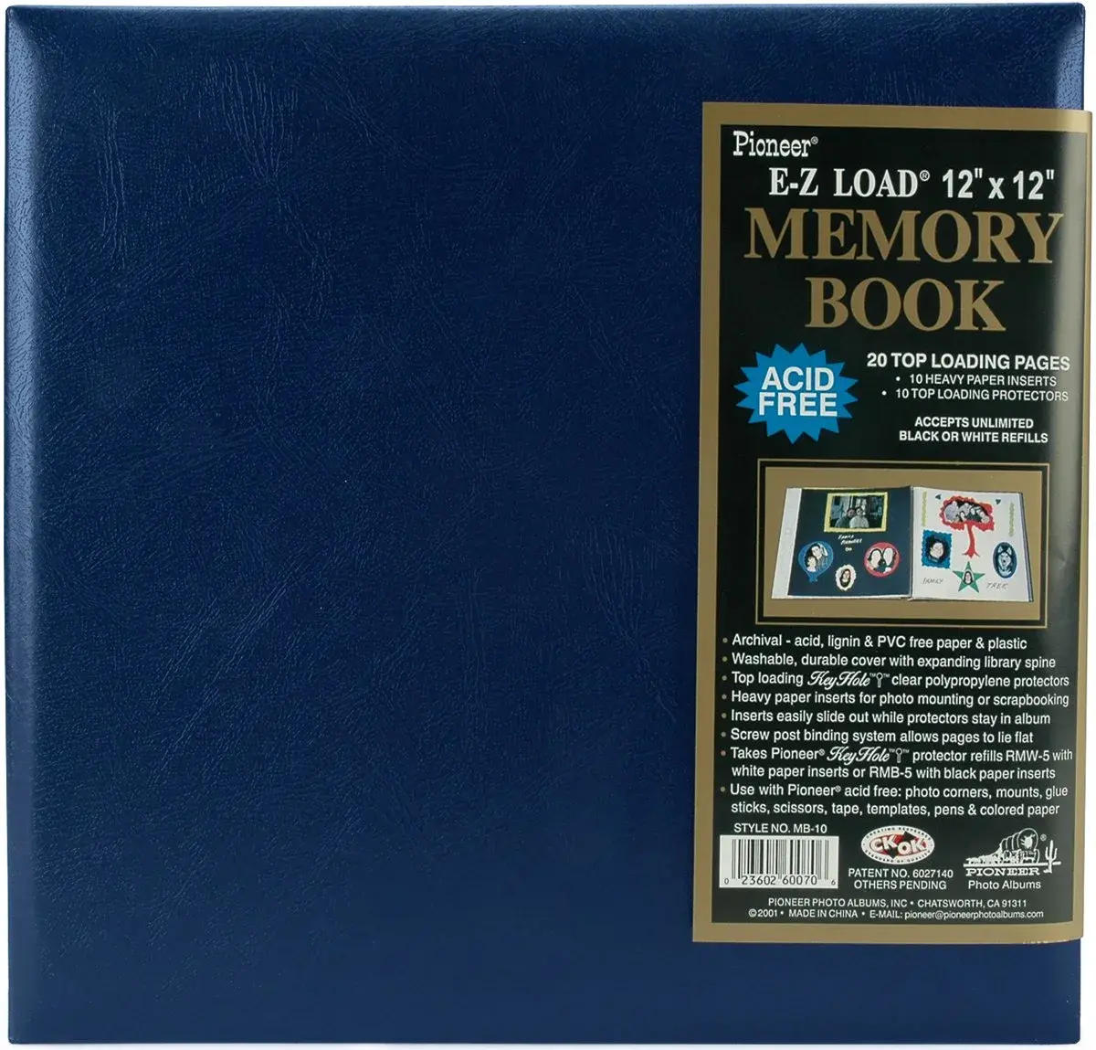 Pioneer Photo Albums Leatherette Postbound Album 12x12 Inch Navy | Classic Archival Quality - main product image