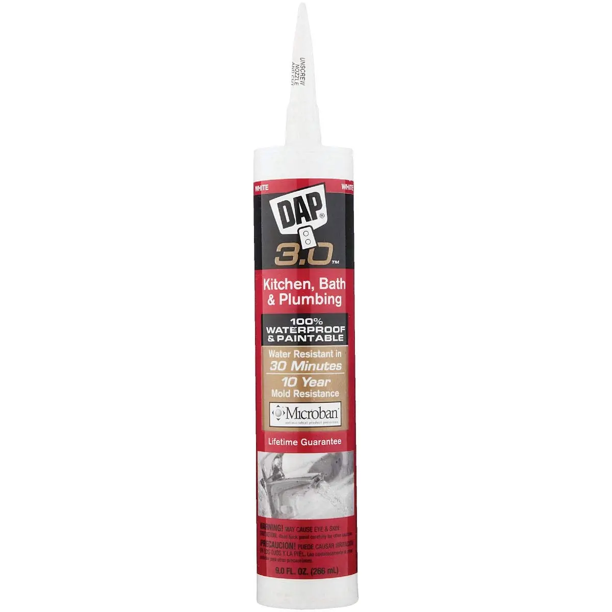 DAP Kwik Seal Caulk 9-Ounce White | Waterproof Silicone Sealant for Tile & Bath - view 3