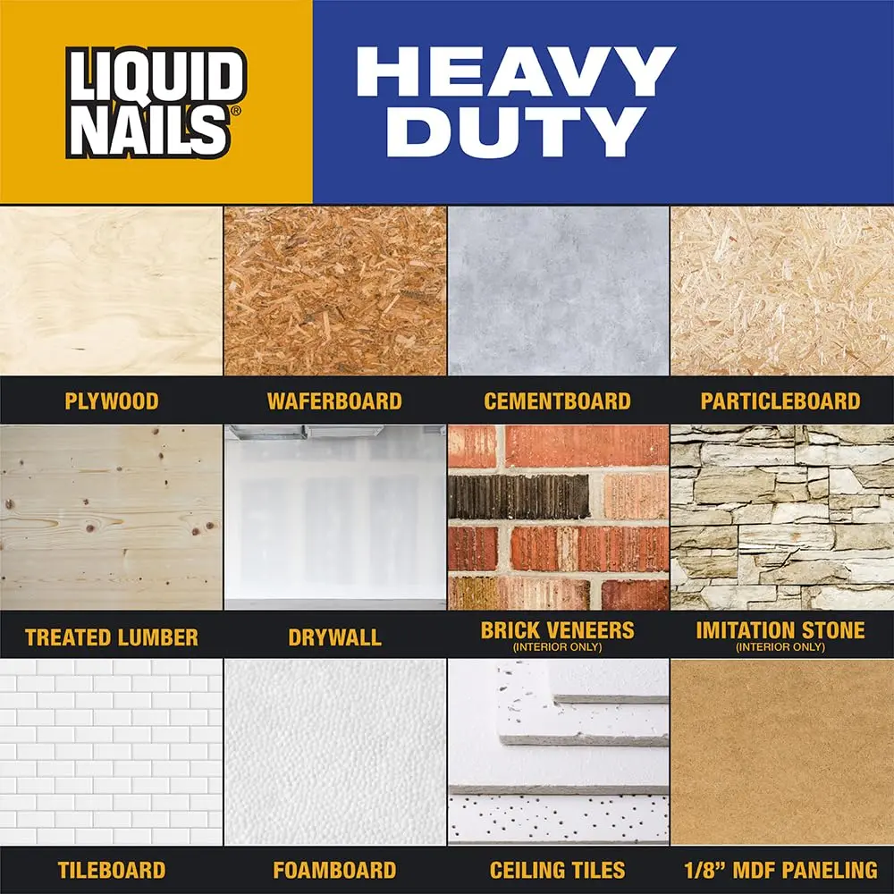Liquid Nails Heavy Duty Construction Adhesive 10 oz | Impact-Resistant, Waterproof Bond for Heavy Materials - view 5