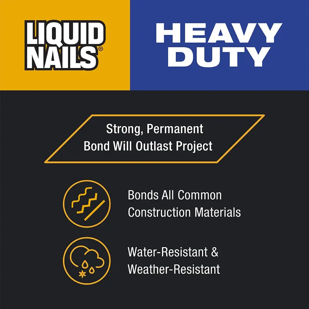 Liquid Nails Heavy Duty Construction Adhesive 10 oz | Impact-Resistant, Waterproof Bond for Heavy Materials - view 2