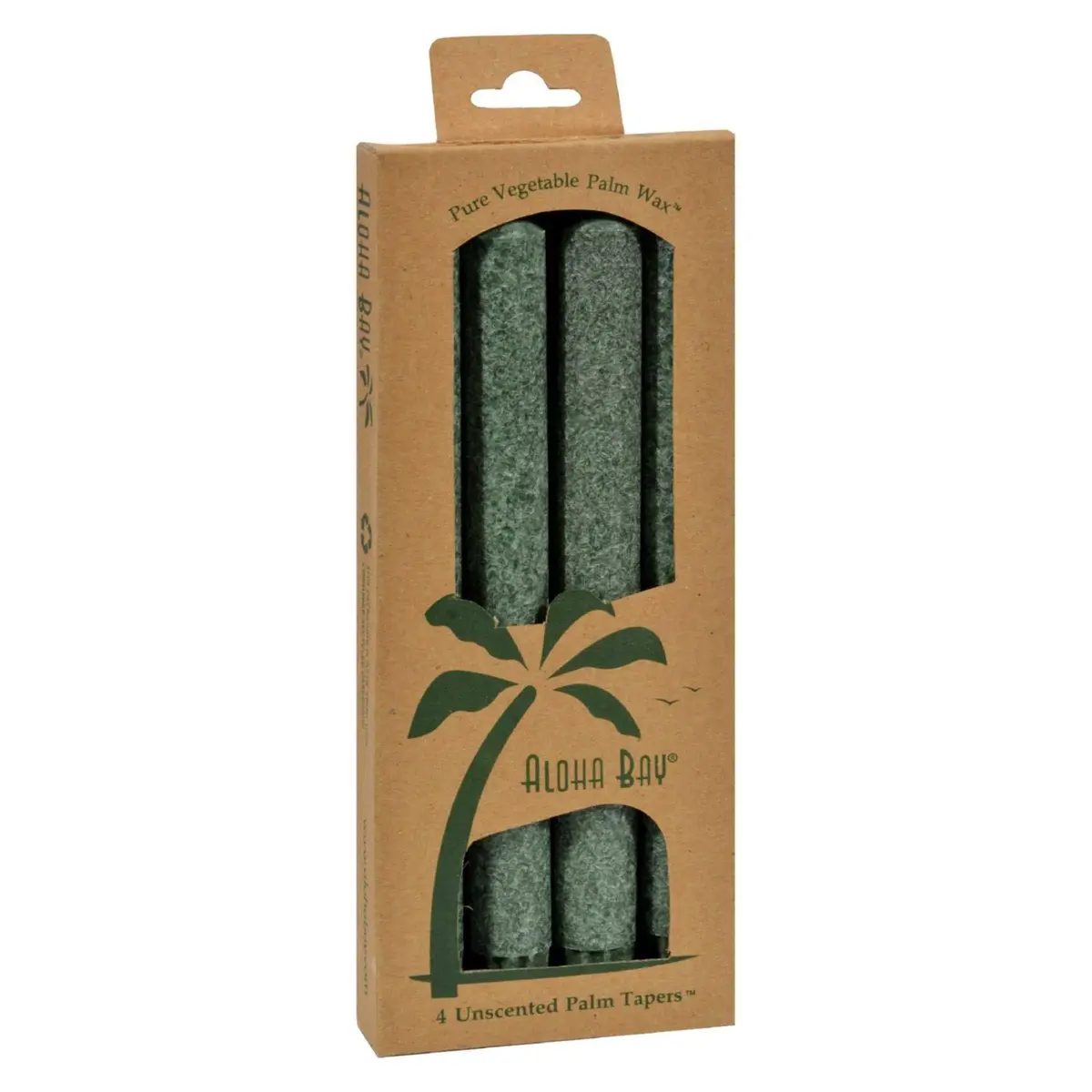 Aloha Bay Coconut Taper Candle 4-Pack | Green | Dripless, Unscented | 9 Inch, 9 Hours - main product image