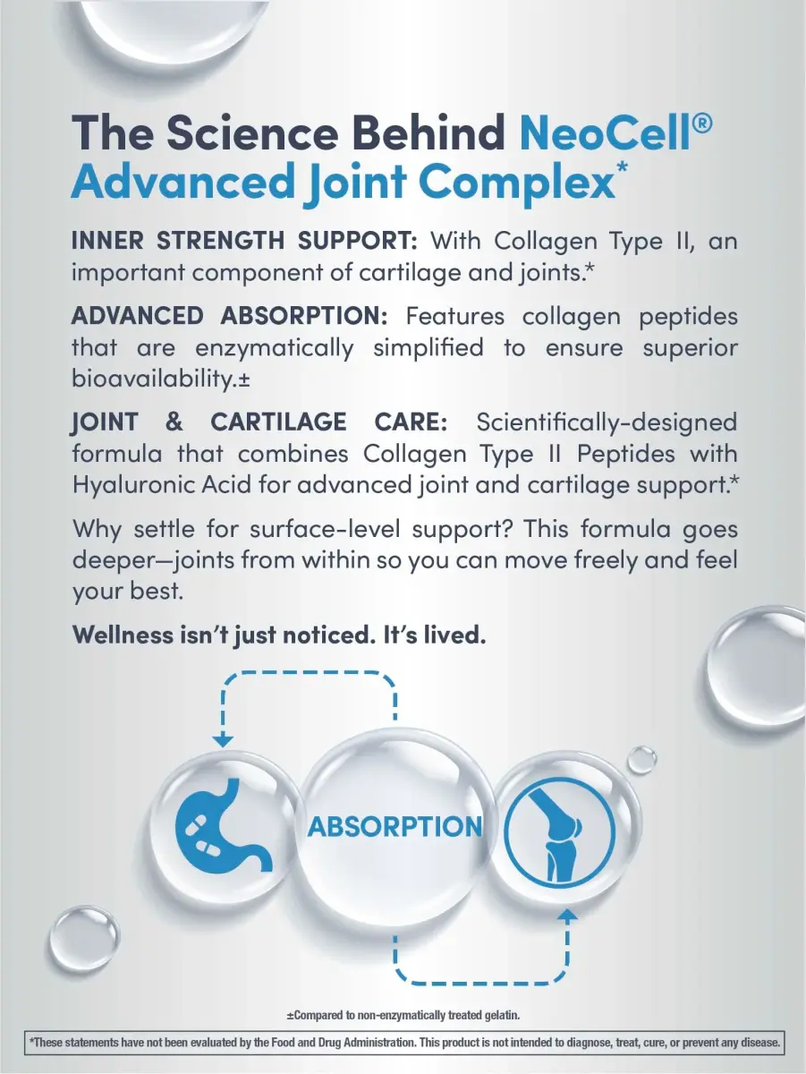 NeoCell Joint Complex Supplement with Hyaluronic Acid 120 Capsules (480 Count) | Type 2 Collagen for Joint Support - view 6