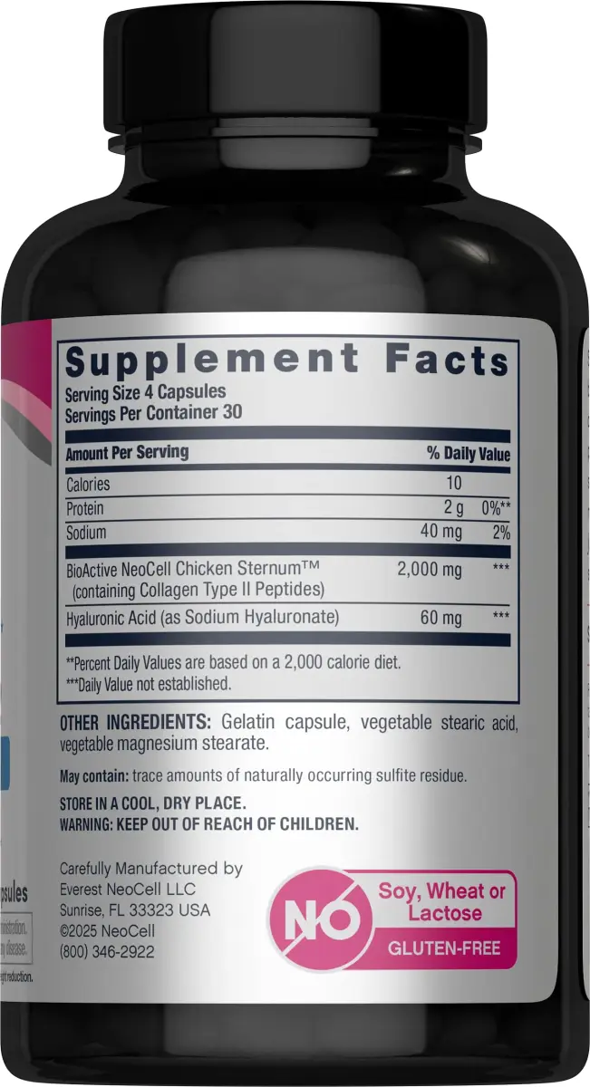 NeoCell Joint Complex Supplement with Hyaluronic Acid 120 Capsules (480 Count) | Type 2 Collagen for Joint Support - view 2