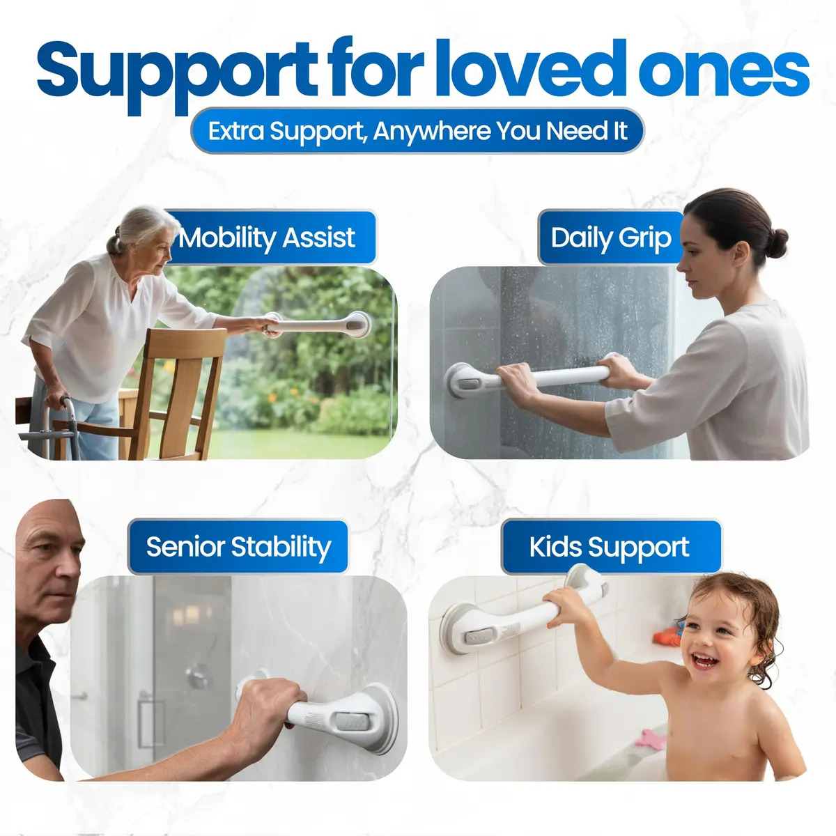 Safe-er-Grip 16-Inch Suction Cup Grab Bar for Bathtub and Shower | Portable Bathroom Safety Handle - view 6