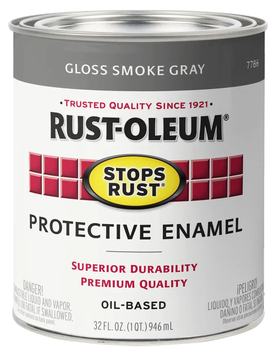 Rust-Oleum Stops Rust Enamel Paint 32 Fl Oz | Gloss Smoke Gray, Corrosion & Weather Resistant - main product image