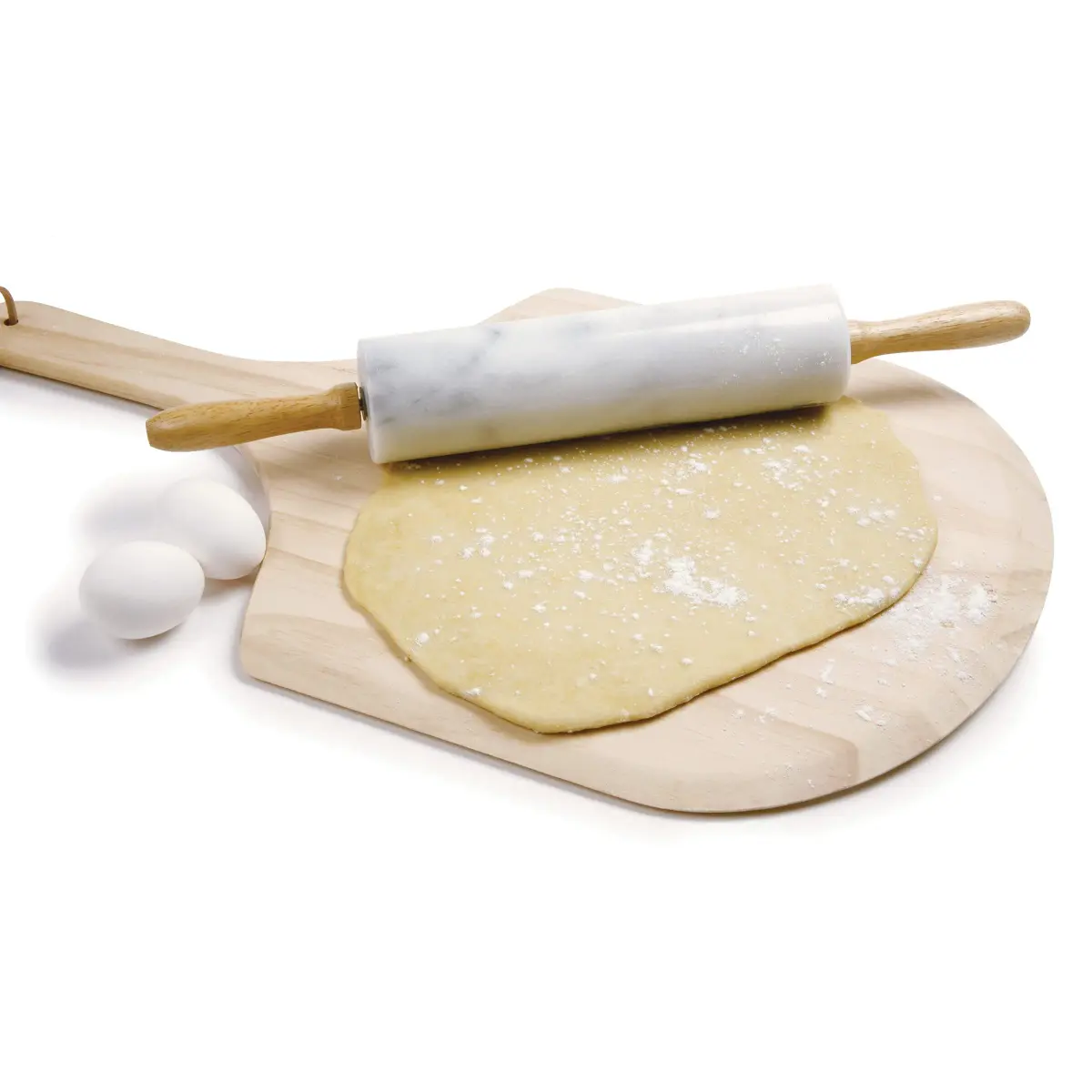 Norpro Marble Rolling Pin with Wooden Stand | 25.5cm (10") Roller, 10cm (4") Handles - view 3