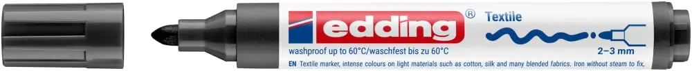 edding Textile Marker Black 1 Pen 2-3mm | Wash-Resistant Fabric Marker for Drawing & Decorating - view 2