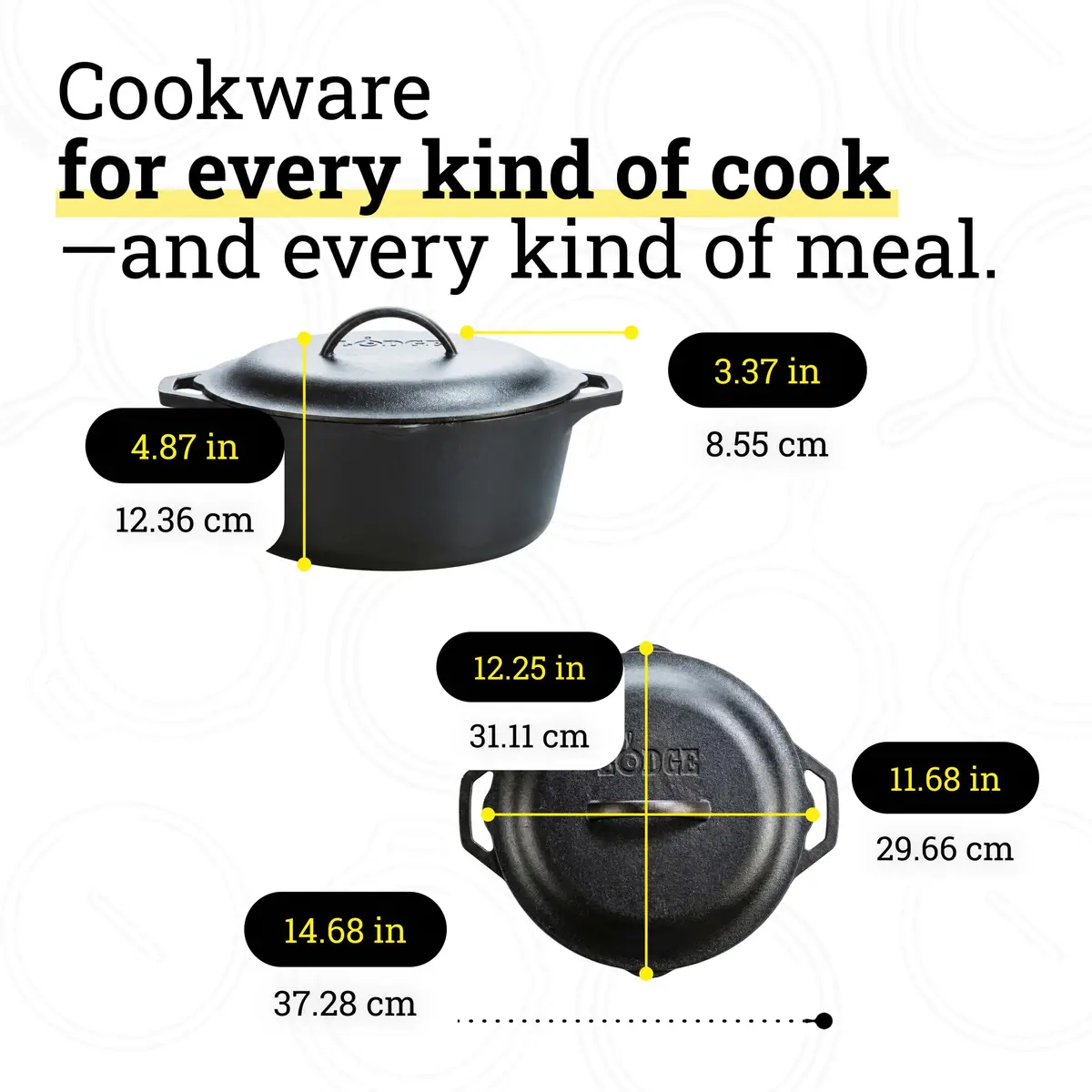 Lodge Cast Iron Dutch Oven with Loop Handle, Oven-Safe, 7 Quart (6.6 L) | Even Heat Distribution for Sourdough & Braises - view 5