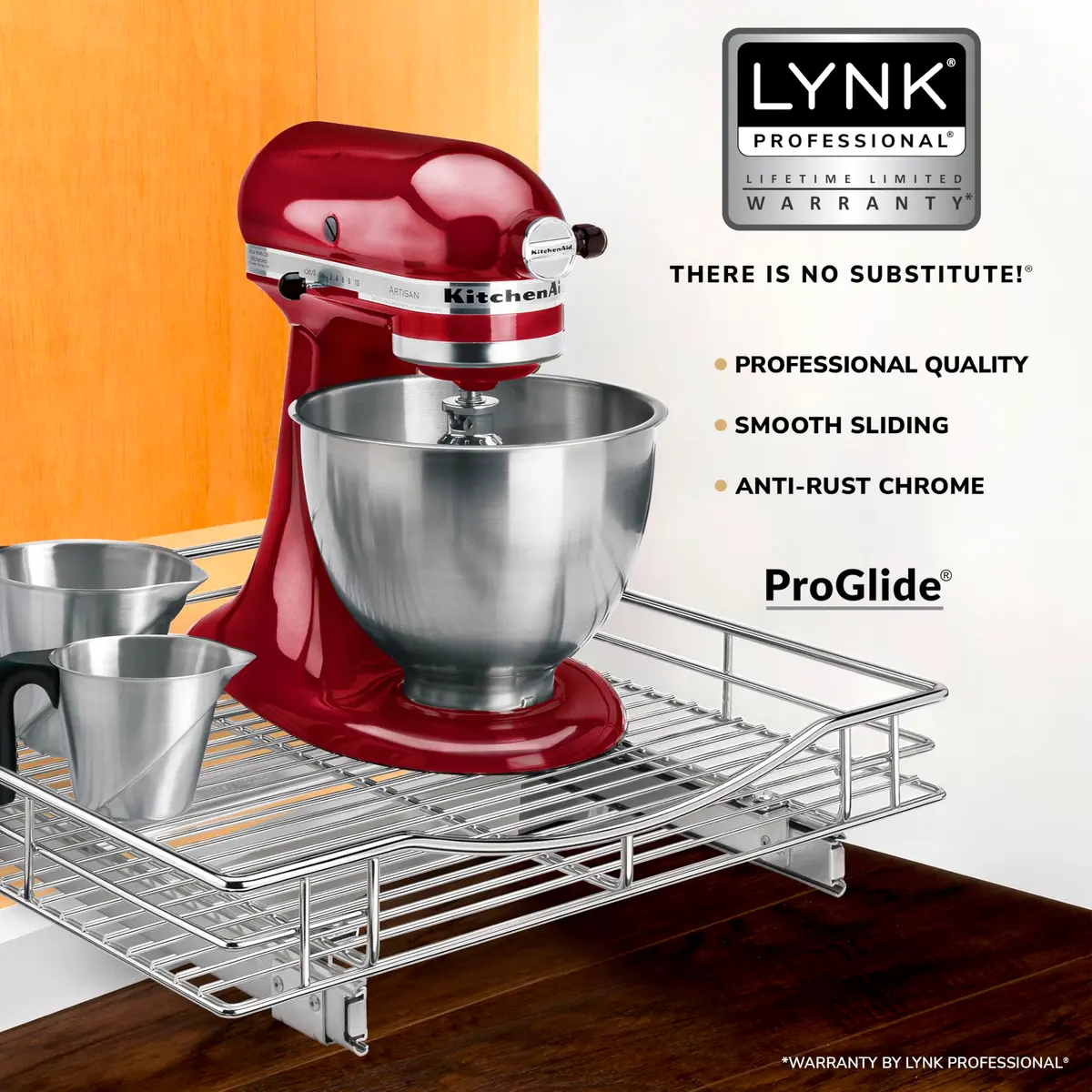 LYNK PROFESSIONAL Pull Out Cabinet Organizer, Kitchen Slide Out Drawer | Heavy-Duty Chrome Storage - view 2