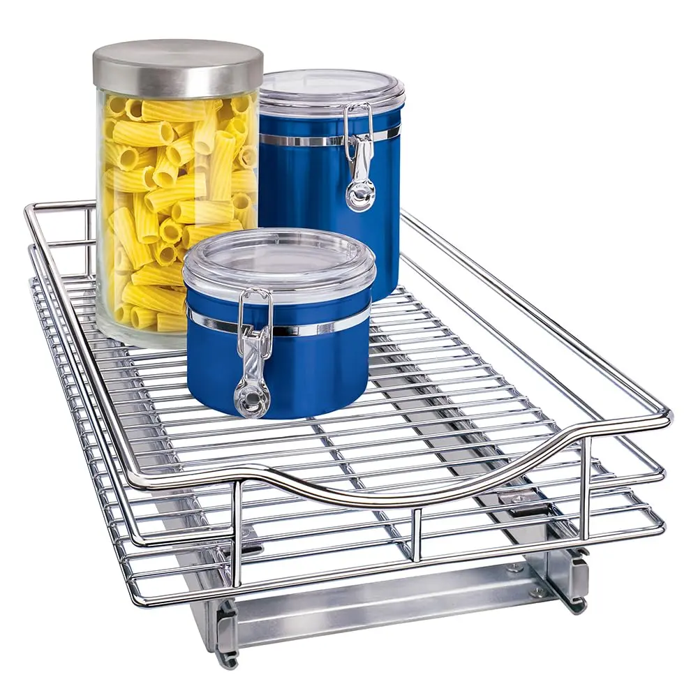 LYNK PROFESSIONAL Pull Out Cabinet Organizer 11" W x 21" D Chrome | Heavy-Duty Kitchen Drawer - main product image