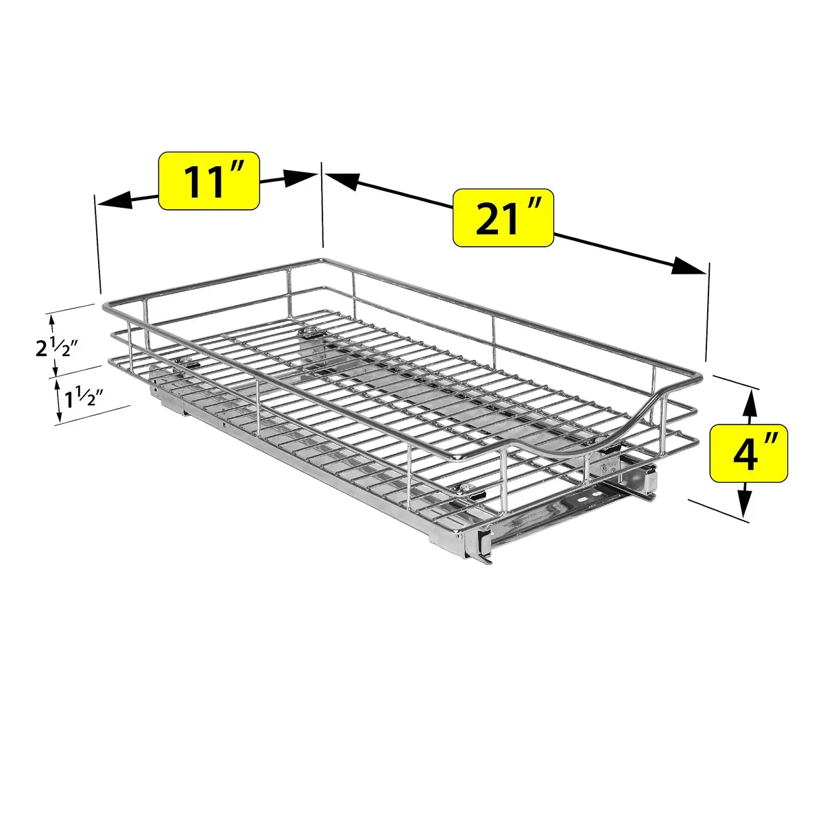 LYNK PROFESSIONAL Pull Out Cabinet Organizer 11" W x 21" D Chrome | Heavy-Duty Kitchen Drawer - view 5