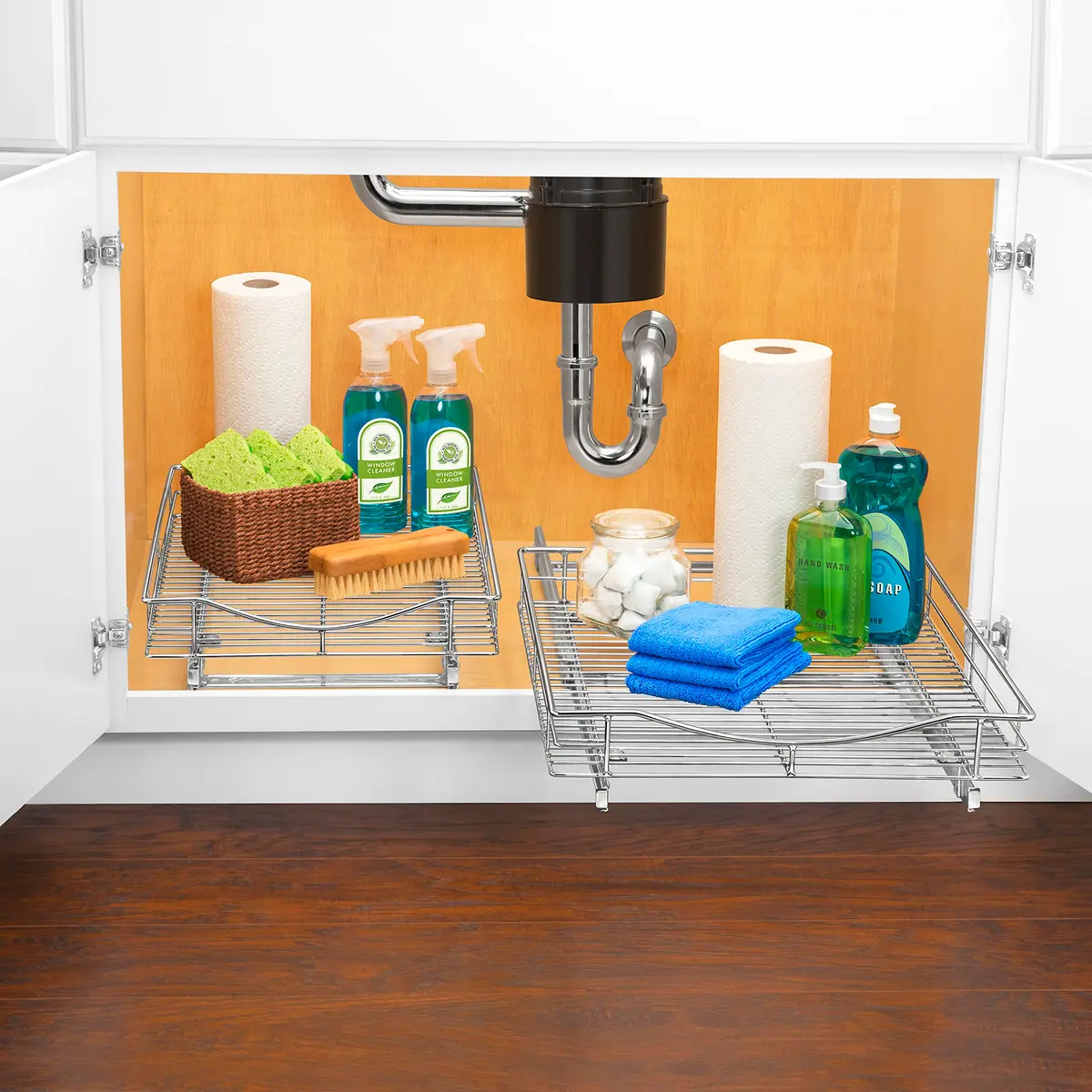 LYNK PROFESSIONAL Pull Out Cabinet Organizer 11" W x 21" D Chrome | Heavy-Duty Kitchen Drawer - view 6