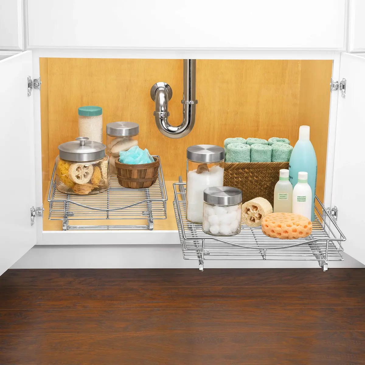 LYNK PROFESSIONAL Pull Out Cabinet Organizer 11" W x 21" D Chrome | Heavy-Duty Kitchen Drawer - view 9