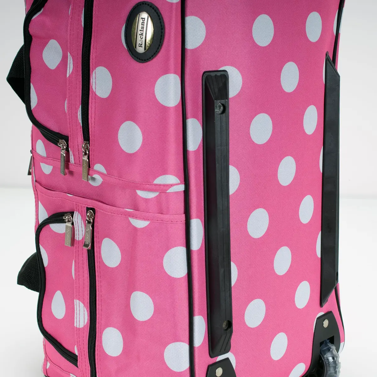 Rockland 22" Pink Dot Polyester Rolling Duffel Bag | Heavy Duty Wheels & Spacious Main Compartment - view 6