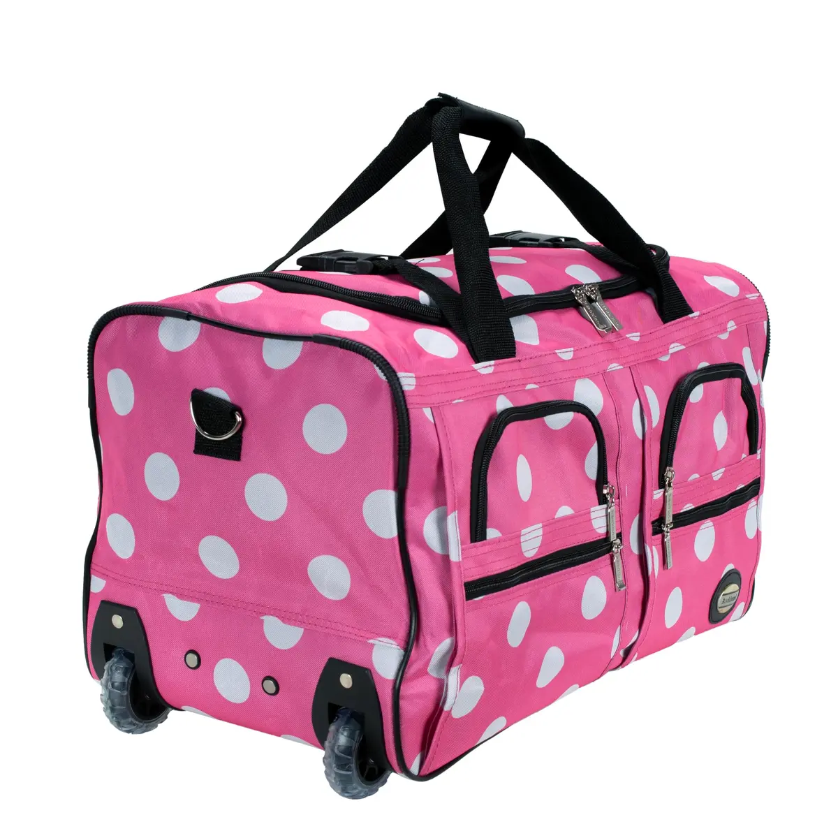 Rockland 22" Pink Dot Polyester Rolling Duffel Bag | Heavy Duty Wheels & Spacious Main Compartment - view 2
