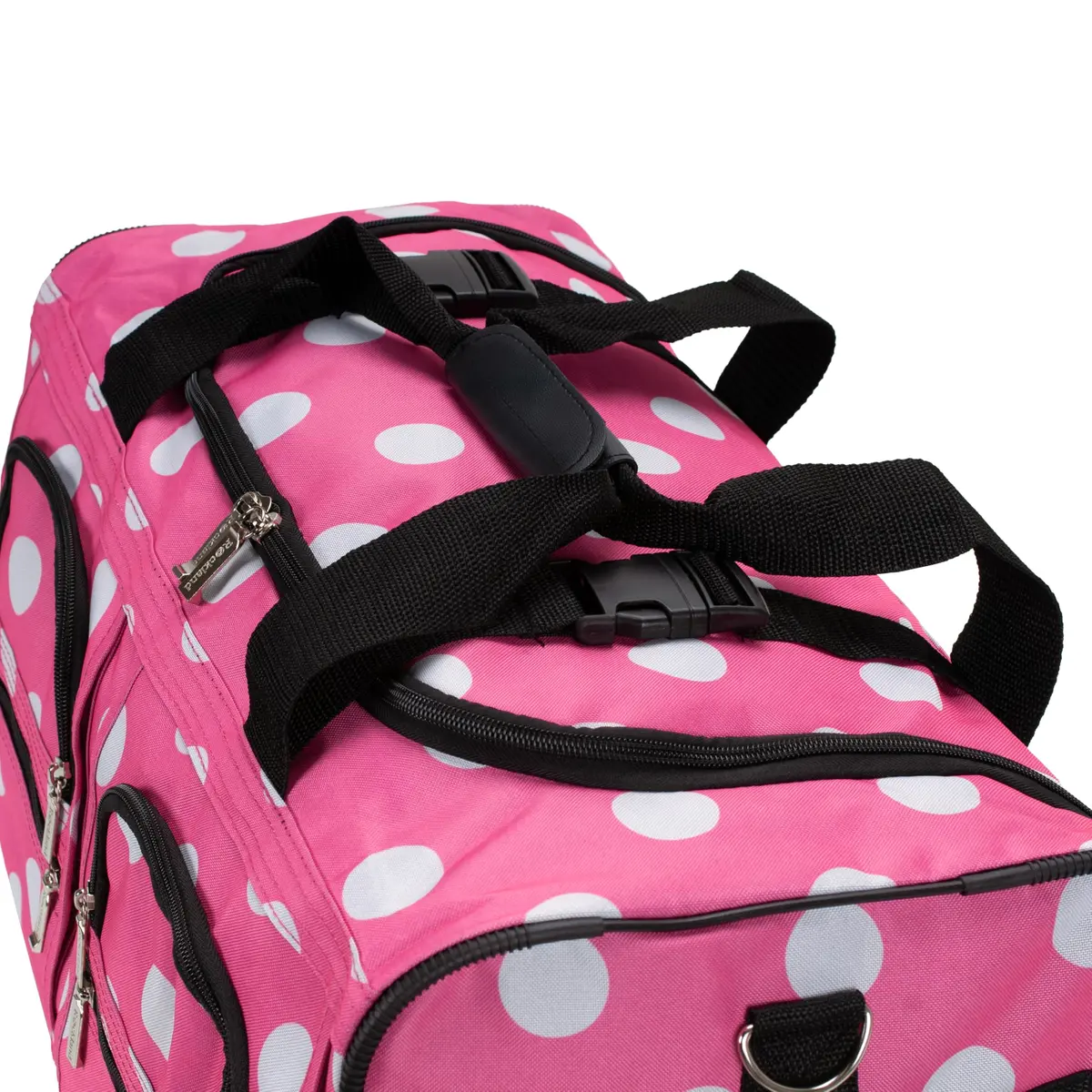 Rockland 22" Pink Dot Polyester Rolling Duffel Bag | Heavy Duty Wheels & Spacious Main Compartment - view 3