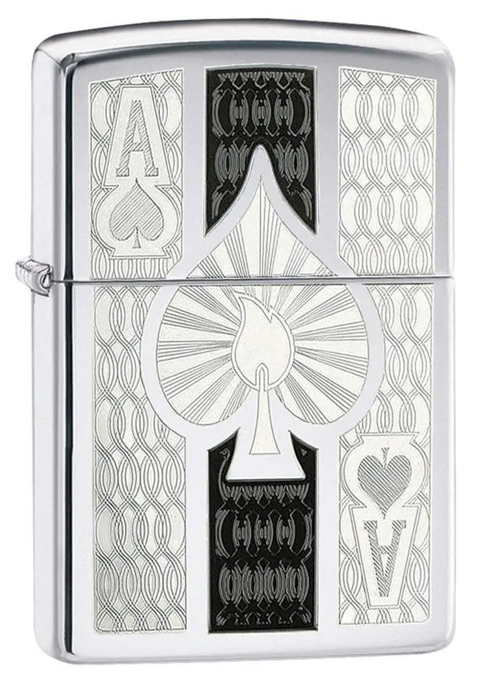 Zippo High Polish Chrome Spade Pocket Lighter | Windproof, Refillable, USA Made - main product image