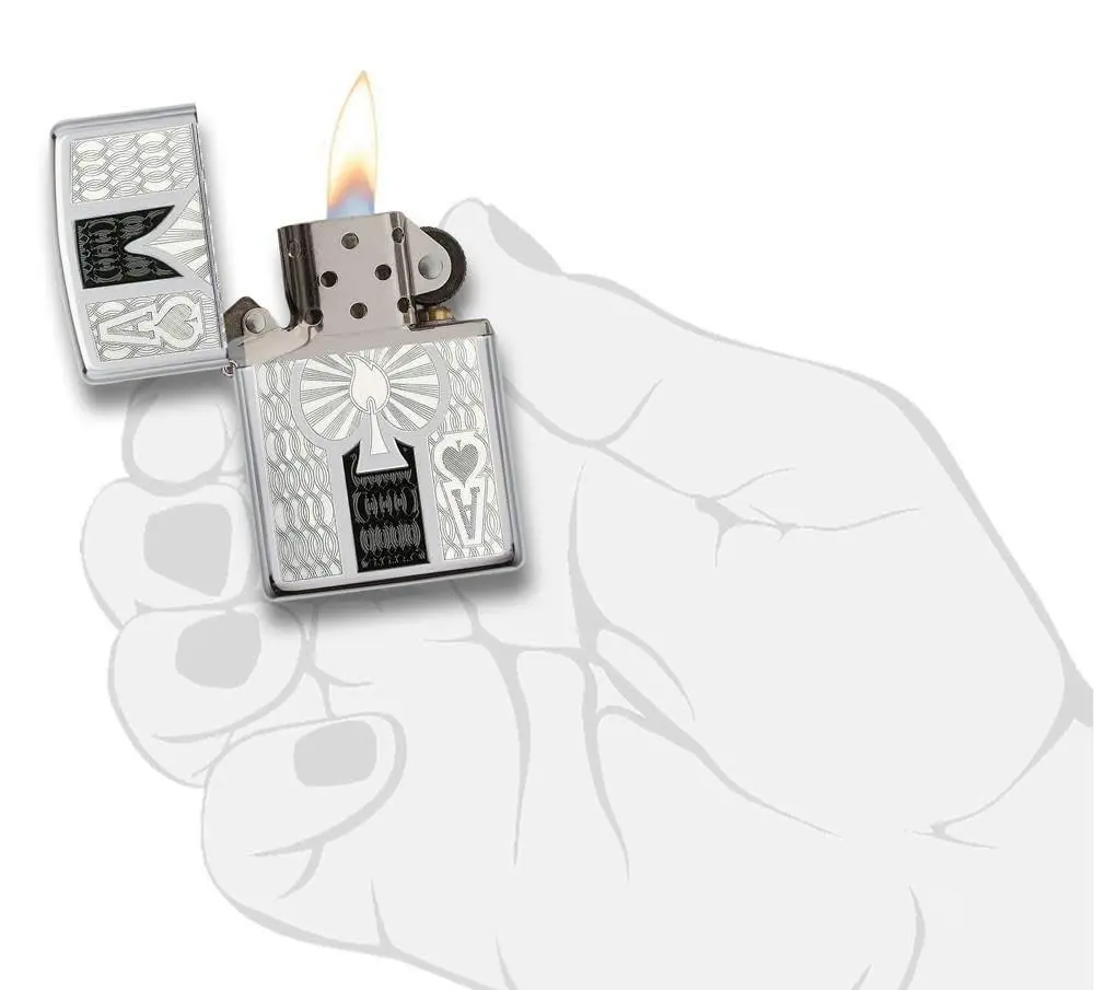 Zippo High Polish Chrome Spade Pocket Lighter | Windproof, Refillable, USA Made - view 4
