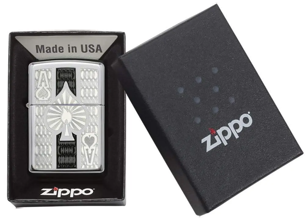 Zippo High Polish Chrome Spade Pocket Lighter | Windproof, Refillable, USA Made - view 5
