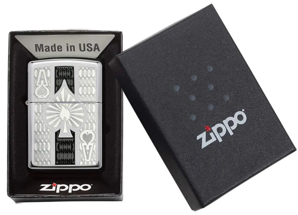 Zippo High Polish Chrome Spade Pocket Lighter | Windproof, Refillable, USA Made - view 6