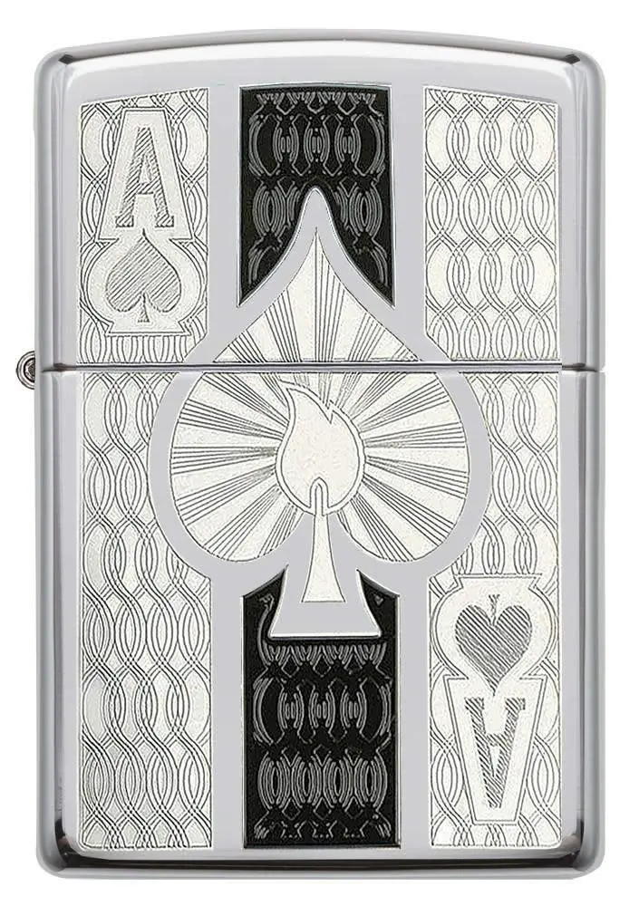 Zippo High Polish Chrome Spade Pocket Lighter | Windproof, Refillable, USA Made - view 2