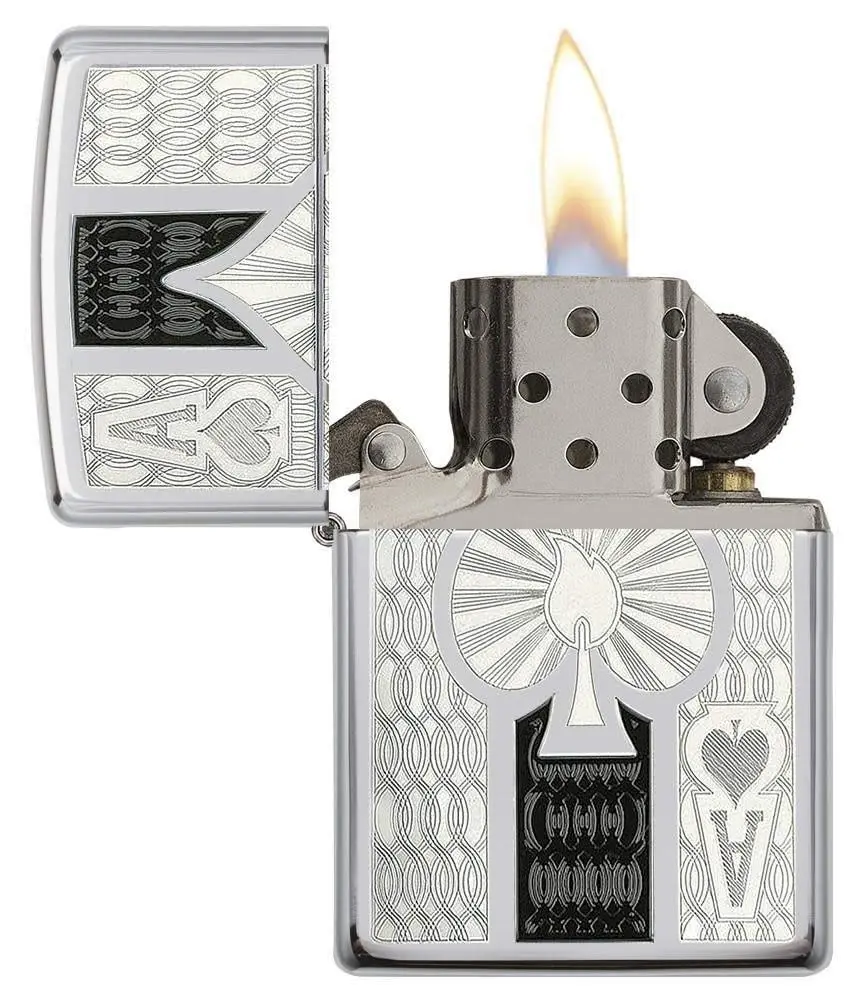 Zippo High Polish Chrome Spade Pocket Lighter | Windproof, Refillable, USA Made - view 3