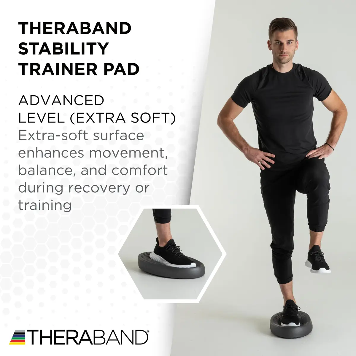THERABAND Stability Trainer Pad, Advanced, Extra Soft Black Balance Pad | Supports Core & Balance Training - view 6