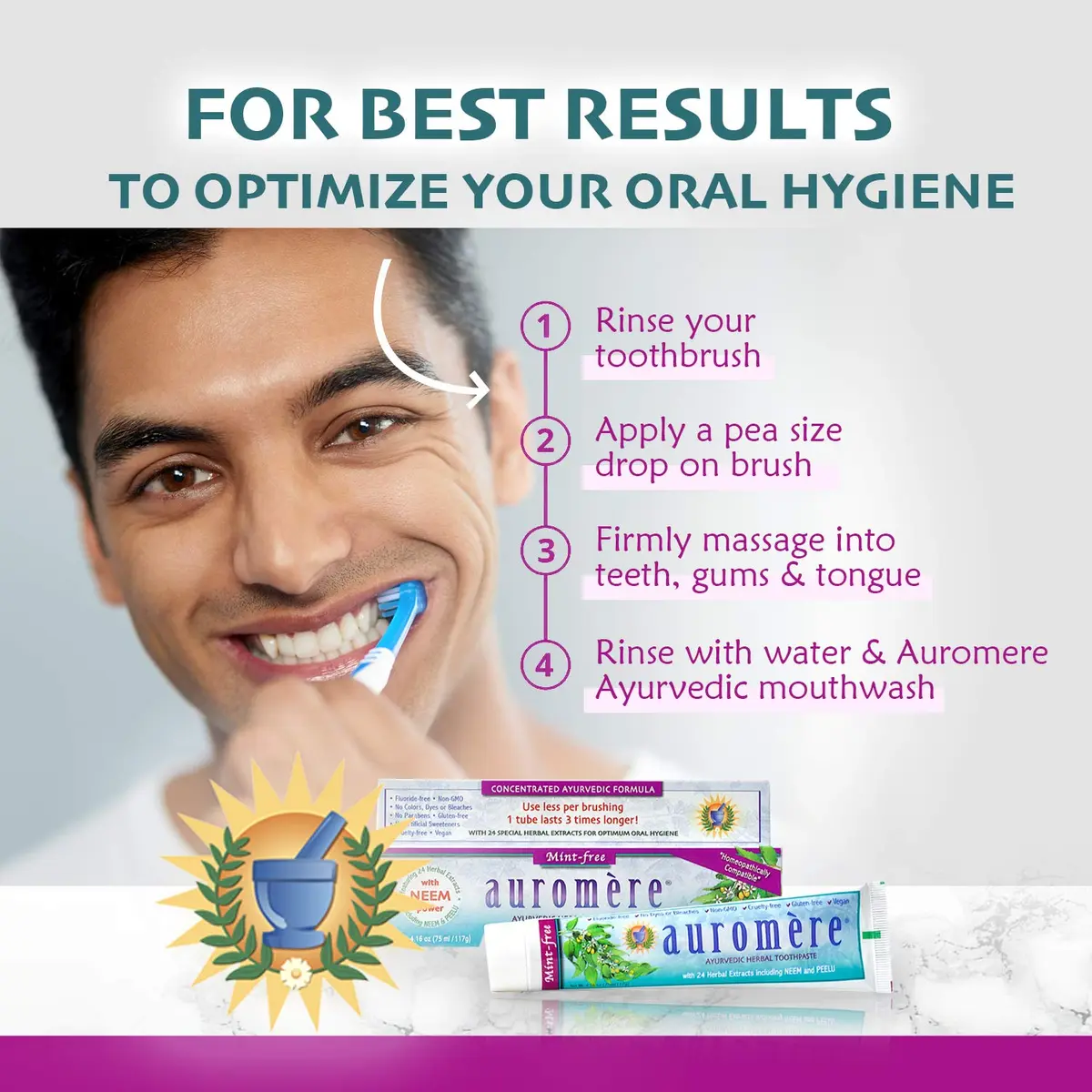 Auromere Ayurvedic Herbal Neem & Clove Toothpaste Mint-Free 118ml (4.16 oz) | Natural Oral Hygiene - view 4