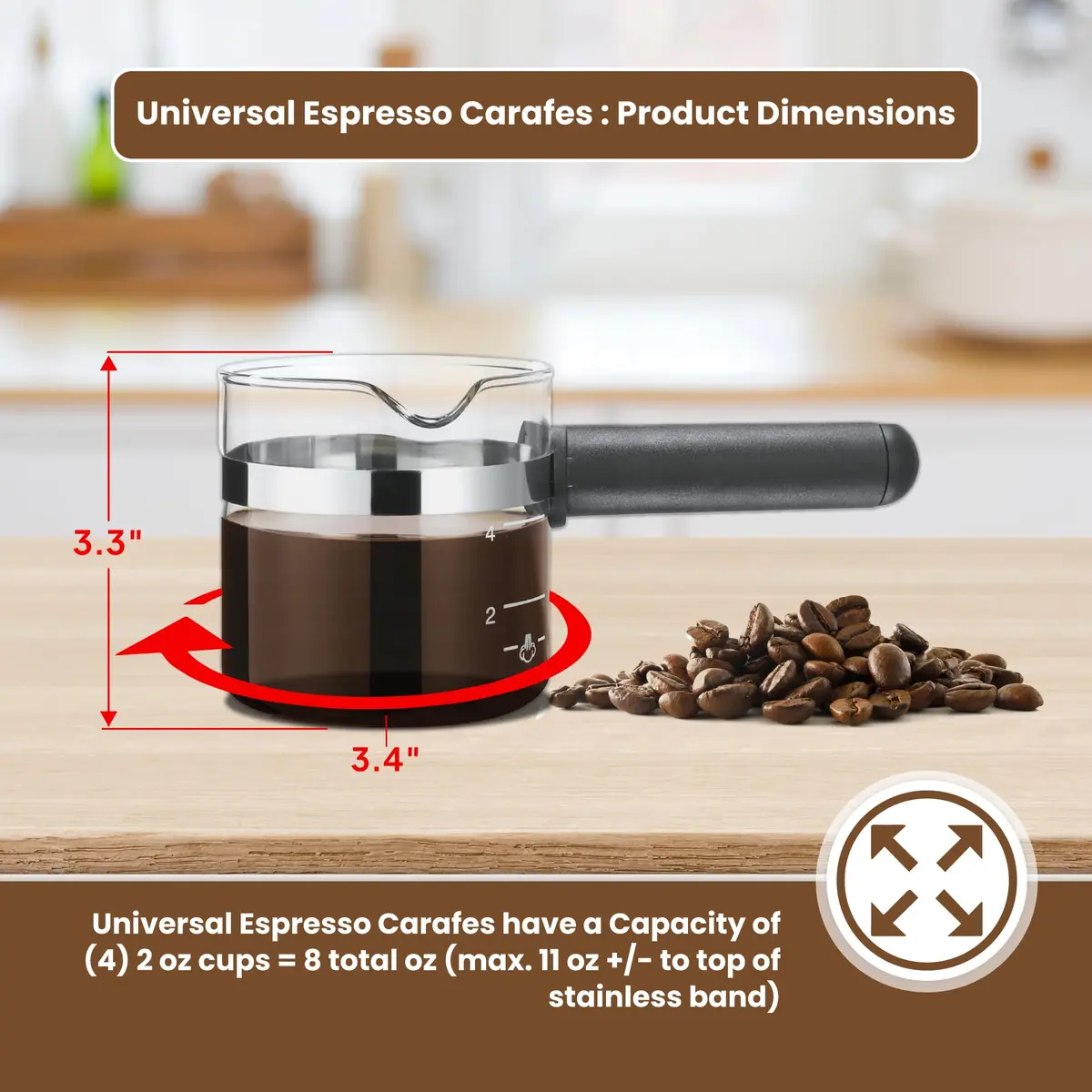 Café Brew Collection 4 Cup Universal Espresso Replacement Carafe, Borosilicate Glass (156 ml / 5.28 fl oz) - view 6