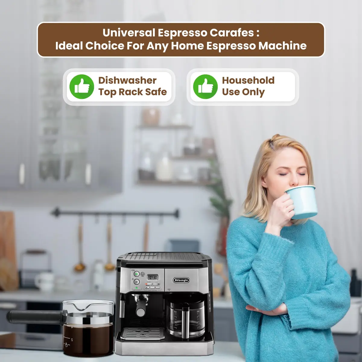 Café Brew Collection 4 Cup Universal Espresso Replacement Carafe, Borosilicate Glass (156 ml / 5.28 fl oz) - view 7