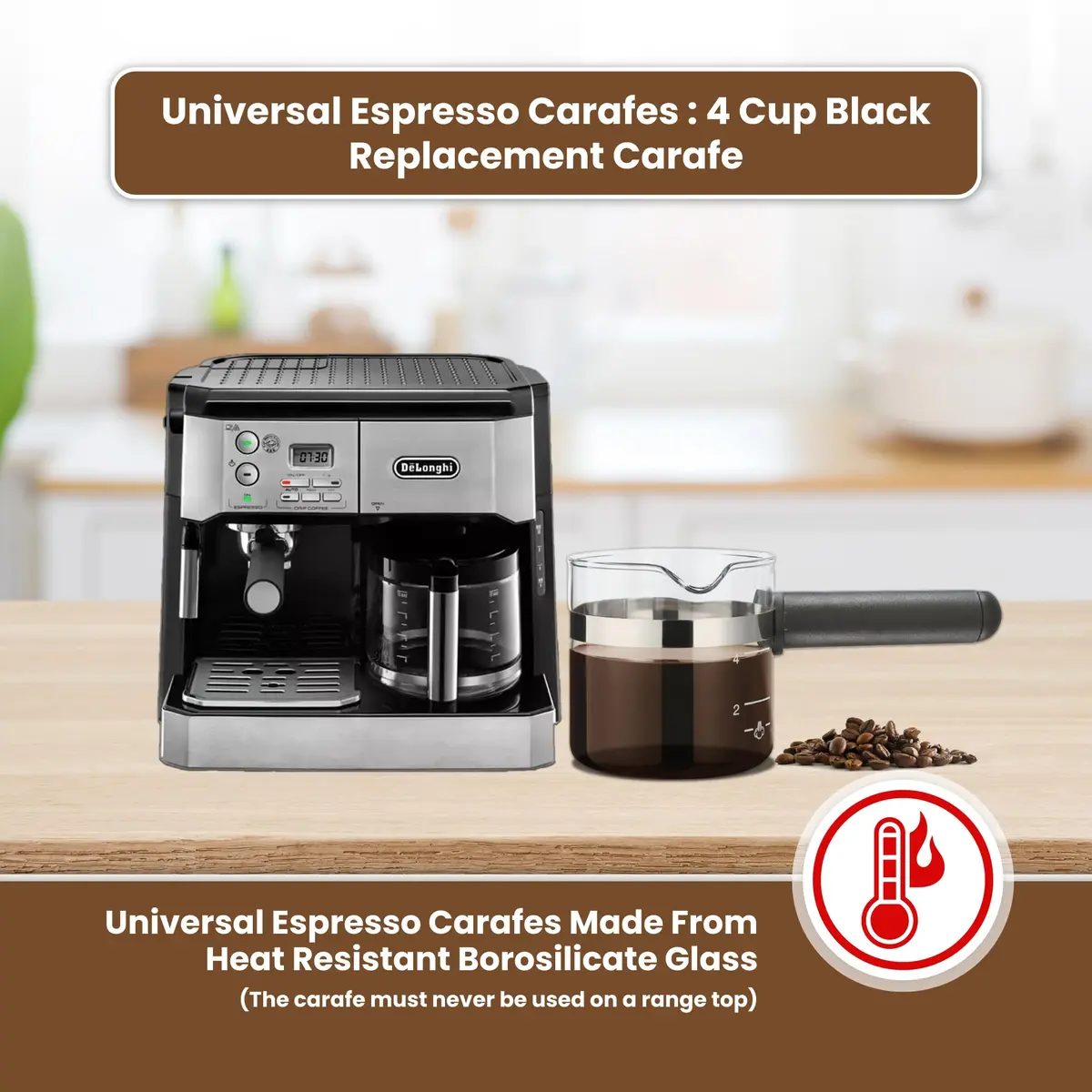 Café Brew Collection 4 Cup Universal Espresso Replacement Carafe, Borosilicate Glass (156 ml / 5.28 fl oz) - view 8