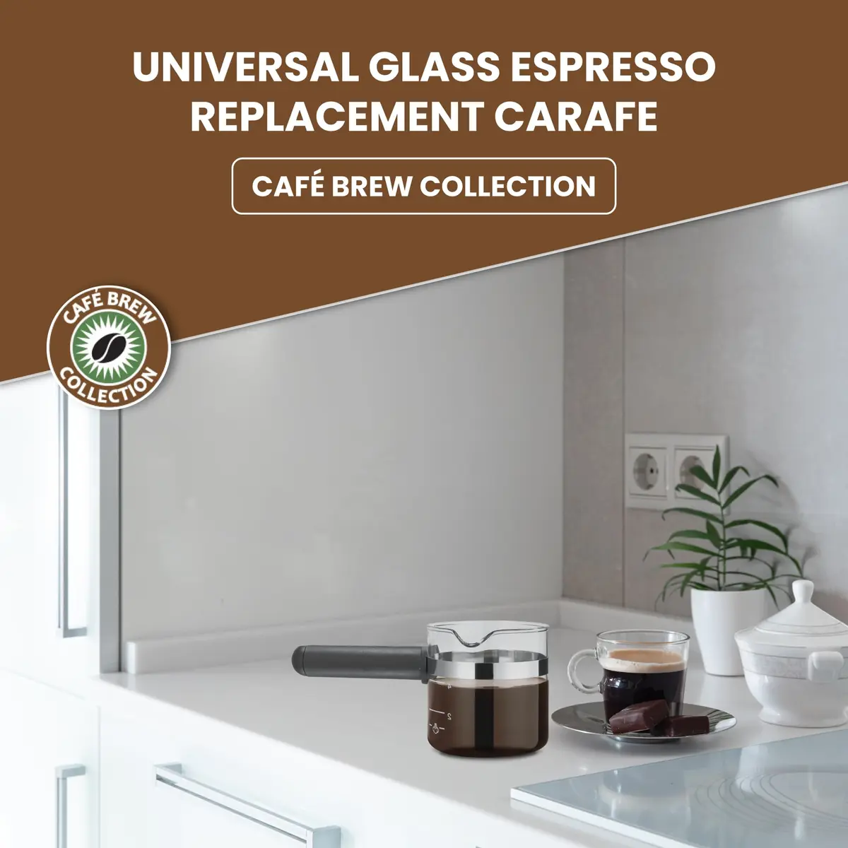 Café Brew Collection 4 Cup Universal Espresso Replacement Carafe, Borosilicate Glass (156 ml / 5.28 fl oz) - view 2