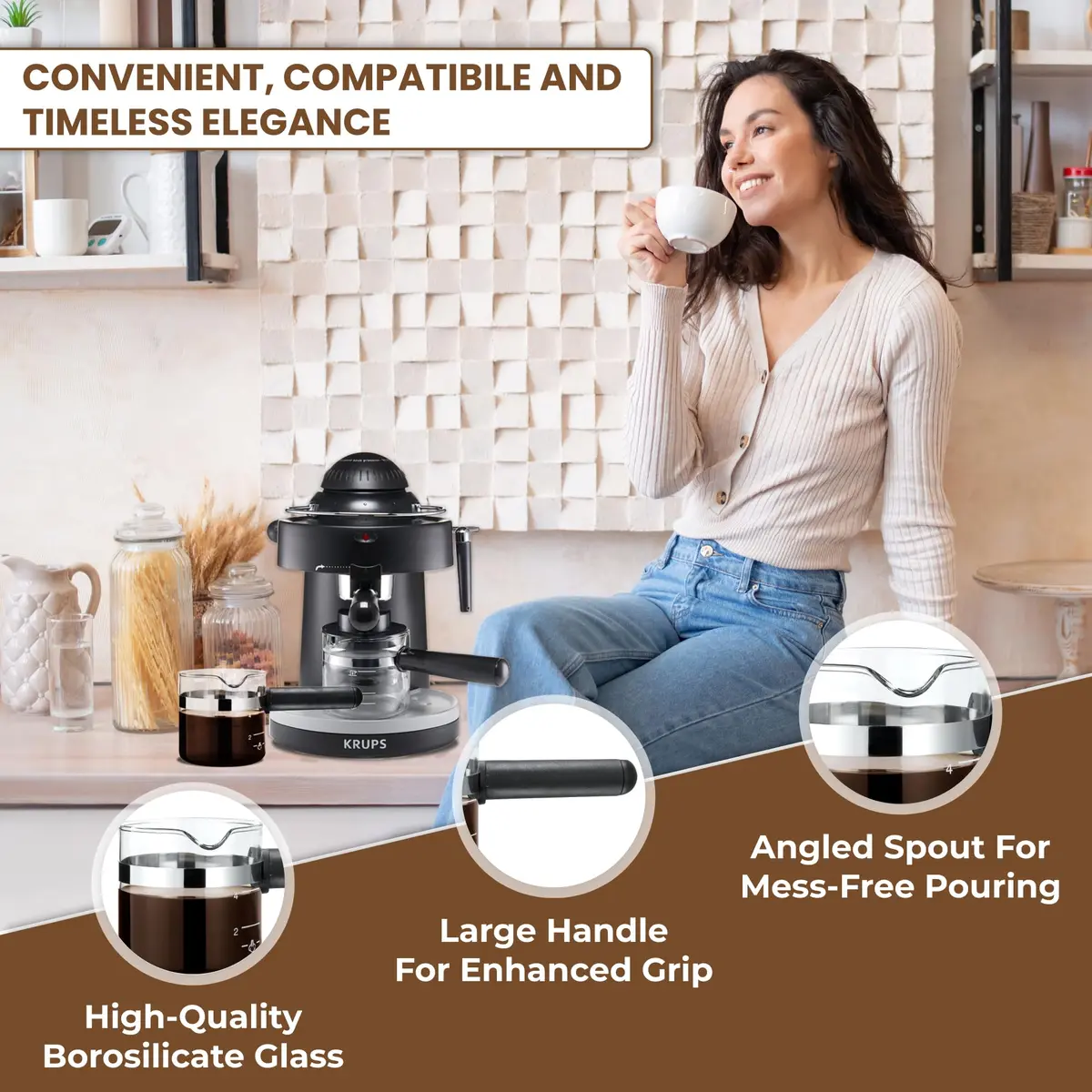 Café Brew Collection 4 Cup Universal Espresso Replacement Carafe, Borosilicate Glass (156 ml / 5.28 fl oz) - view 3